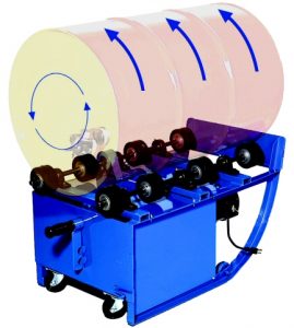 Drum Rollers to blend the contents inside a sealed drum